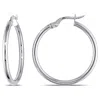 Mimi & Max 25mm Rounded Hoop Earrings In 10k Polished White Gold In Silver