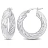 Mimi & Max 25x5mm Round Twist Hoop Earrings In Sterling Silver In White