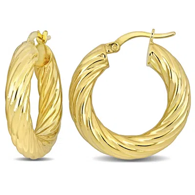 Mimi & Max 25x5mm Round Twist Hoop Earrings In Yellow Silver