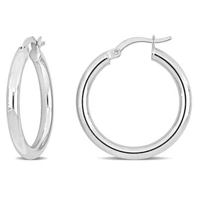 Mimi & Max 26x3mm Round Hoop Earrings In Sterling Silver In White