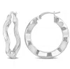 Mimi & Max 27x2.5mm Round Wave Hoop Earrings In Sterling Silver In Silver
