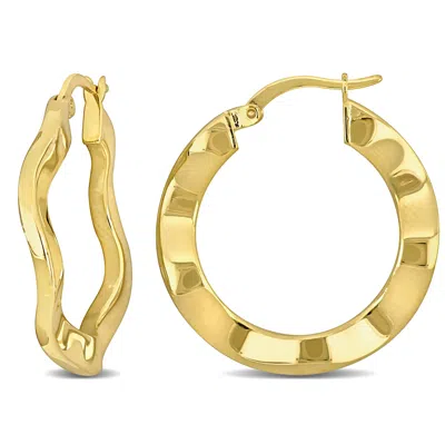 Mimi & Max 27x2.5mm Round Wave Hoop Earrings In Yellow Plated Silver In Gold