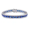 Mimi & Max 28 1/2ct Tgw Created Blue And White Sapphire Tennis Bracelet In Sterling Silver In Multi