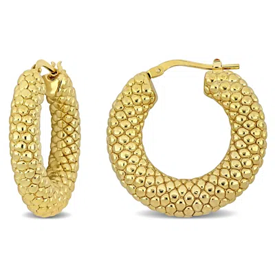Mimi & Max 28 Mm Beaded Hoop Earrings In Yellow Plated Sterling Silver