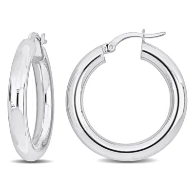 Mimi & Max 28x4mm Round Hoop Earrings In Sterling Silver