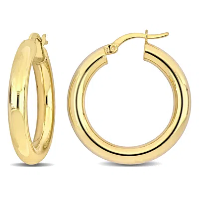 Mimi & Max 28x4mm Round Hoop Earrings In Yellow Silver