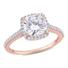 Mimi & Max 2ct Dew Created Moissanite 1/4ct Tw Diamond Halo Engagement Ring 14k Rose Gold In White