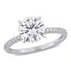 Mimi & Max 2ct Dew Created Moissanite And 1/10ct Tw Diamond Engagement Ring In 14k White Gold In White