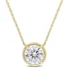 Mimi & Max 2ct Dew Created Moissanite Circular Pendant With Chain In 10k Yellow Gold In Silver