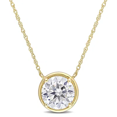 Mimi & Max 2ct Dew Created Moissanite Circular Pendant With Chain In 10k Yellow Gold In Silver