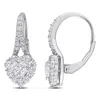 Mimi & Max 2ct Dew Created Moissanite Heart Halo Leverback Earrings In Sterling Silver In Silver