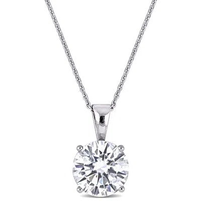 Mimi & Max 2ct Dew Created Moissanite Solitaire Pendant With Chain In 14k White Gold