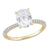 Mimi & Max 2ct Dew Created White Moissanite And 1/10ct Tw Diamond Oval Solitaire Engagement Ring In 14k Yellow In Silver