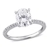 Mimi & Max 2ct Dew Oval Created Moissanite And 1/10ct Tw Diamond Engagement Ring In 14k White Gold In White