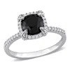 Mimi & Max 2ct Tdw Black And White Diamond Halo Ring 14k White Gold In Black