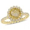 Mimi & Max 2ct Tgw Citrine White Sapphire Beaded Halo Ring 10k Yellow Gold In Gold