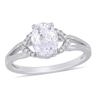 Mimi & Max 2ct Tgw Created White Sapphire Diamond Accent Engagement Ring 10k White Gold