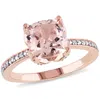 Mimi & Max 2ct Tgw Cushion-cut Morganite And Diamond Accent Ring In 10k Rose Gold In Pink