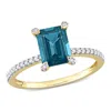 Mimi & Max 2ct Tgw London Blue Topaz 1/10ct Tdw Diamond Ring 14k Yellow Gold In Blue