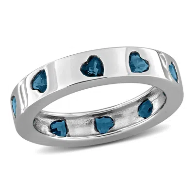 Mimi & Max 2ct Tgw London Blue Topaz Heart Eternity Ring In Sterling Silver