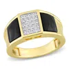 Mimi & Max 2ct Tgw Square Black Onyx And 1/10ct Tw Diamond Men's Ring In Yellow Plated Sterling Silver In Black