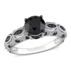 Mimi & Max 2ct Tw Black Diamond Engagement Ring In 10k White Gold In Black
