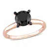 Mimi & Max 2ct Tw Black Diamond Solitaire Engagement Ring 14k Rose Gold In Black
