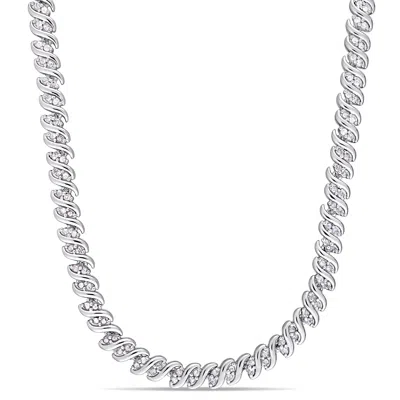 Mimi & Max 2ct Tw Diamond Twist Tennis Necklace In Sterling Silver In White