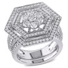 Mimi & Max 2ct Tw Double Halo Geometric Diamond Bridal Set 10k White Gold In White