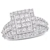 Mimi & Max 2ct Tw Princess And Round-cut Diamond Cluster Square Engagement Ring In 14k White Gold In White