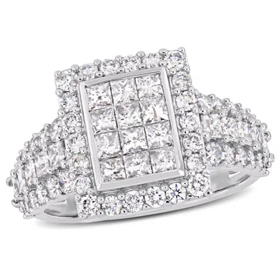 Mimi & Max 2ct Tw Princess And Round-cut Diamond Cluster Square Engagement Ring In 14k White Gold