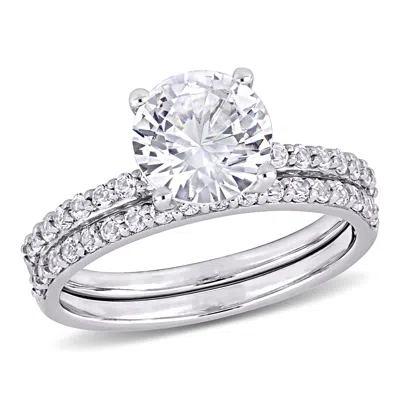 Mimi & Max 3 1/10ct Tgw Created White Sapphire Bridal Ring Set In 10k White Gold In Silver