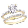 Mimi & Max 3 1/10ct Tgw Created White Sapphire Ring Bridal Ring Set In 10k Yellow Gold In Silver
