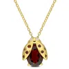 Mimi & Max 3 1/10ct Tgw Garnet White Topaz Ladybug Necklace Yellow Silver In Multi