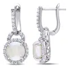 Mimi & Max 3 1/10ct Tgw Opal And White Topaz Hinged Hoop Earrings In Sterling Silver In Silver