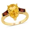 Mimi & Max 3 1/2 Ct Tgw Citrine Garnet Pear-shaped 3-stone Ring In 14k Yellow Gold In Yellow