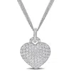 Mimi & Max 3 1/2ct Tgw Created White Sapphire Heart Pendant With Triple-strand Chain In Sterling Silver In White