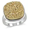 Mimi & Max 3 1/2ct Tgw Cushion Druzy Gemstone Cocktail Ring Sterling Silver In Yellow