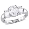 Mimi & Max 3 1/2ct Tgw Oval Cut Created White Sapphire 3-stone Ring In Sterling Silver In White