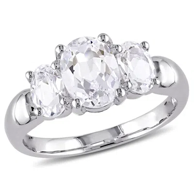 Mimi & Max 3 1/2ct Tgw Oval Cut Created White Sapphire 3-stone Ring In Sterling Silver