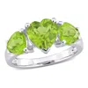 Mimi & Max 3 1/3ct Tgw Peridot 3-stone Heart Ring In Sterling Silver