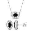 Mimi & Max 3 1/3ct Tw Marquise Round Black White Diamond Halo Jewelry Set 14k White Gold In Black