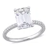 Mimi & Max 3 1/5ct Dew Emerald Created Moissanite Engagement Ring In 10k White Gold In Silver