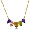 Mimi & Max 3 1/5ct Tgw Pear-cut Amethyst Citrine Morganite Peridot Drop Necklace Yellow Silver In Multi