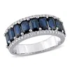 Mimi & Max 3 1/7 Ct Tgw Sapphire And 1/3 Ct Tw Diamond Semi Eternity Ring In 14k White Gold In White