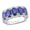 Mimi & Max 3 2/5ct Tgw Sapphire And White Topaz Halo 5-stone Ring Sterling Silver In Blue