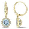 Mimi & Max 3 2/5ct Tgw Sky-blue Topaz White Sapphire Leverback Earrings 10k Yellow Gold In Gold