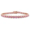 Mimi & Max 3 3/4ct Tgw Pink Sapphire Tennis Bracelet In 14k Rose Gold In Pink