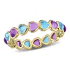 Mimi & Max 3 5/8c Tgw African Amethyst Swiss Blue Topaz Heart Eternity Ring Yellow Silver