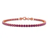 Mimi & Max 3 5/8ct Tgw Rhodolite Tennis Bracelet In Rose Plated Sterling Silver-7.25 In In Purple
